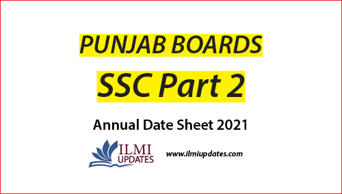 SSC Part 2 10th Class Date Sheet for all Punjab Boards