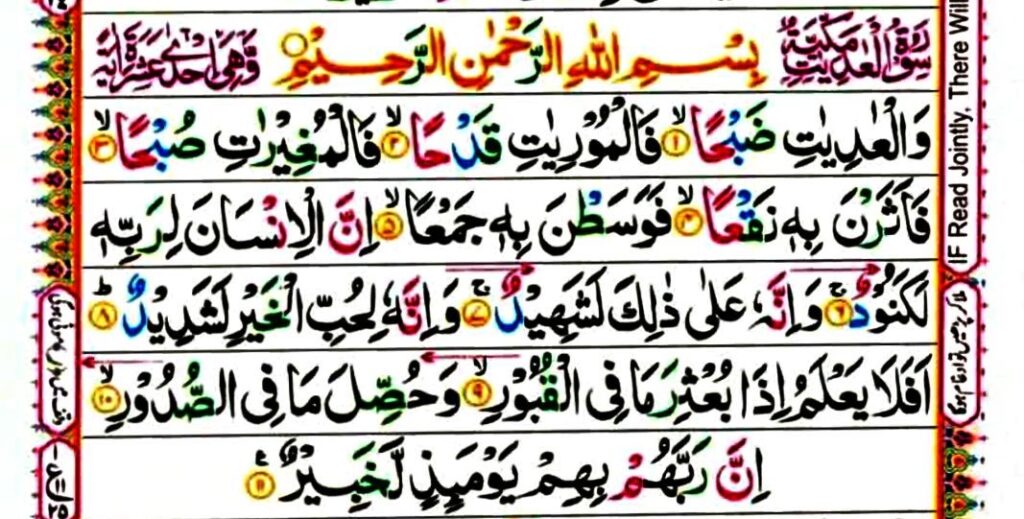 Surat Al Adiyat Arab, Latin and Terjemah Bahasa Indonesia سورة العاديات